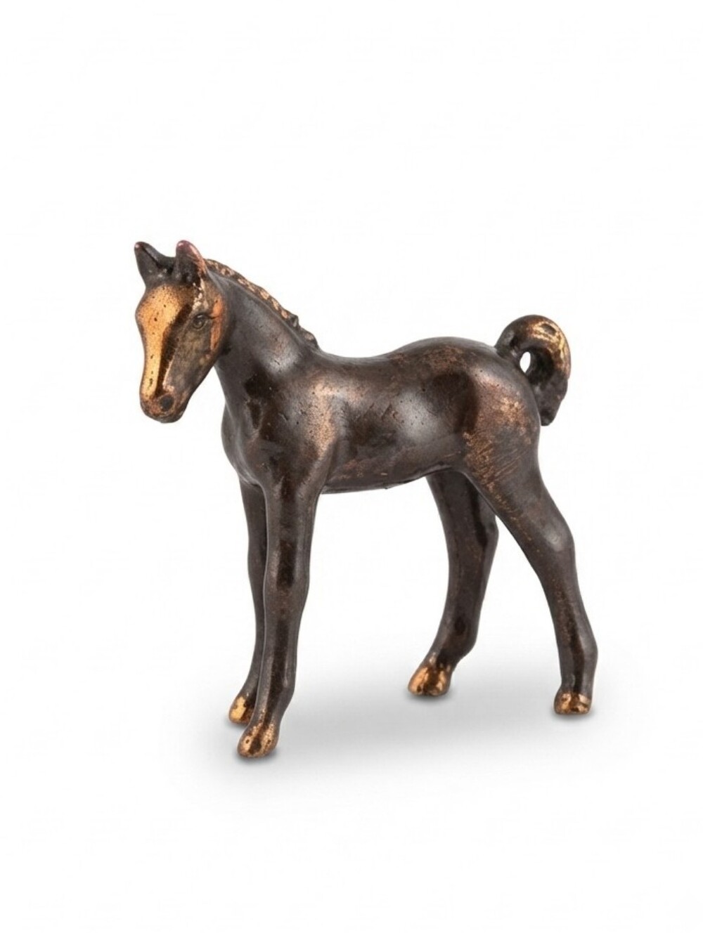 Vintage Solid Copper / Bronze Foal Colt Figurine Small Equestrian Statue Heavy M